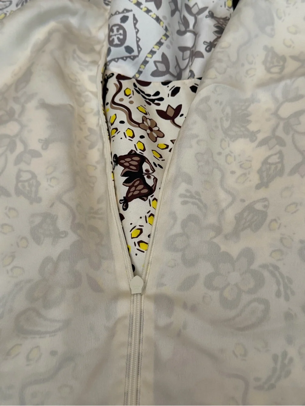 Tory Burch Pisces Dream Print Silk Dress Ivory Floral Luxury Designer Size 8